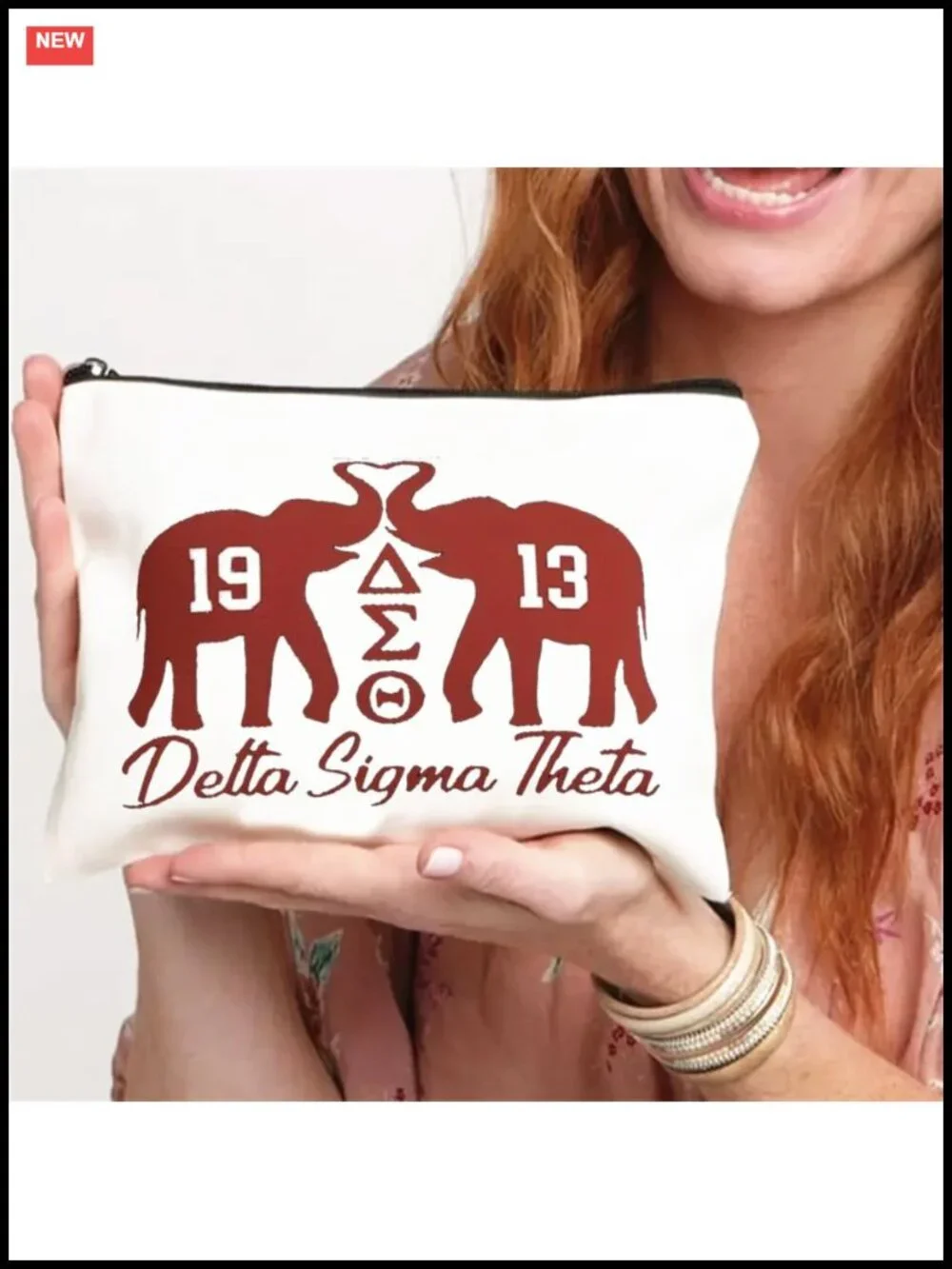 Canvas Makeup Bag with Elephant Print Cosmetic Organizer Travel Pouch